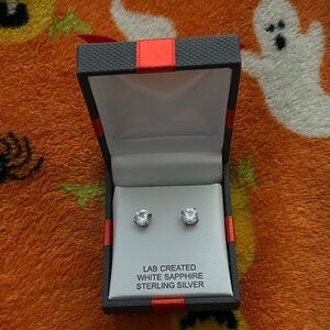 Lab created white sapphire studs